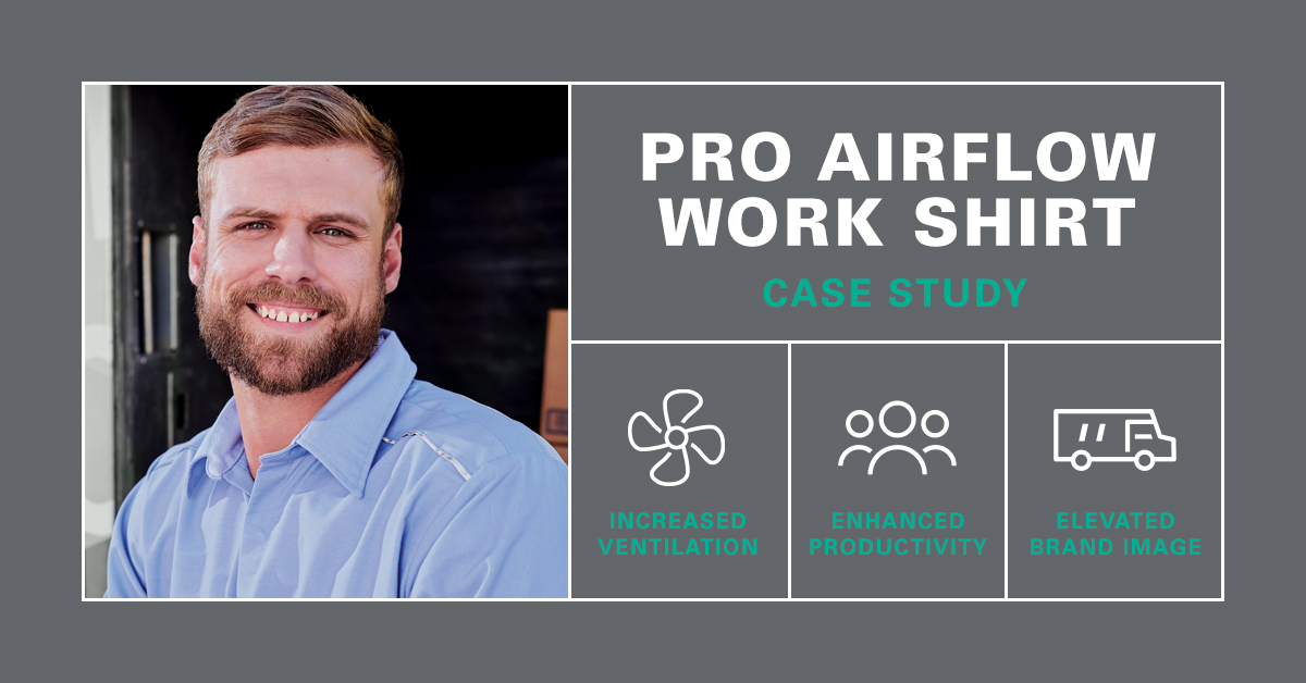 Aruza Case Study image featuring worker wearing the Pro Airflow work shirt