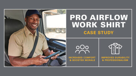 Truck driver wearing the breathable pro airflow work shirt