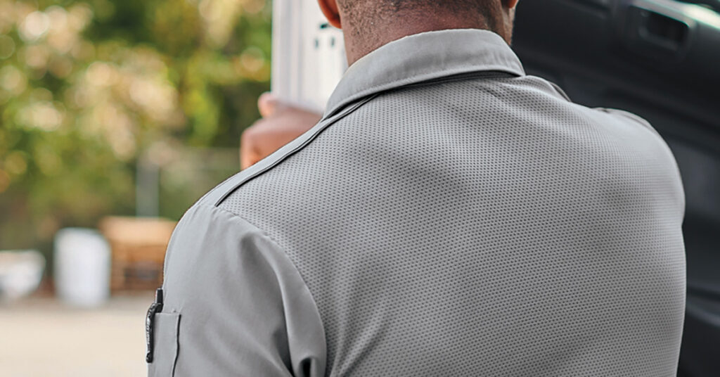 Work wearing the Pro Airflow work shirt with a focus on the mesh back to keep cool