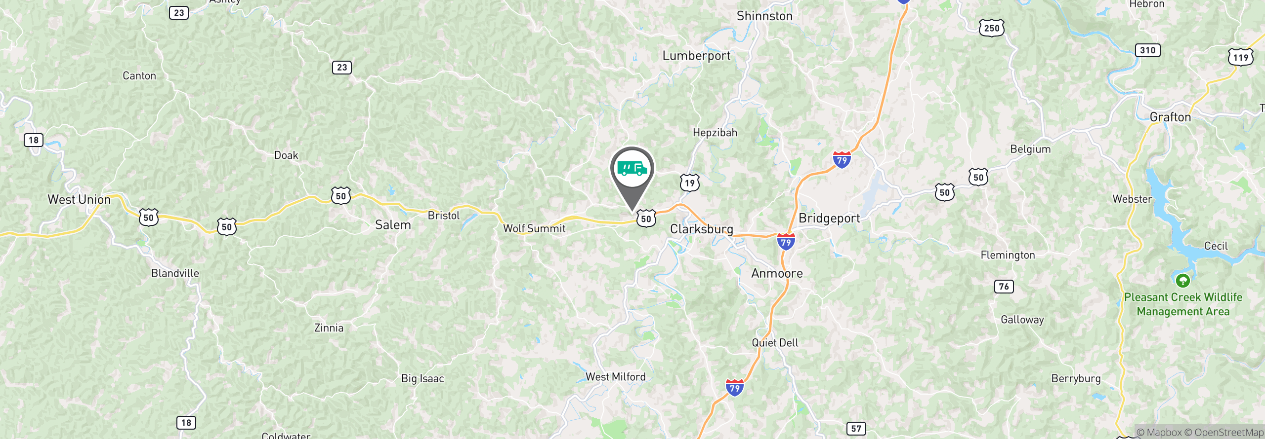 Map Image For clarksburg wv facility services