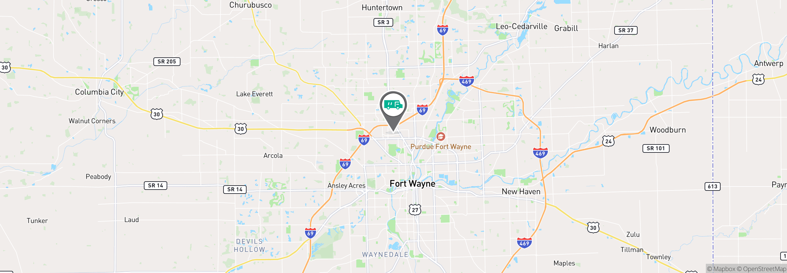 Map Image For fort wayne in facility services