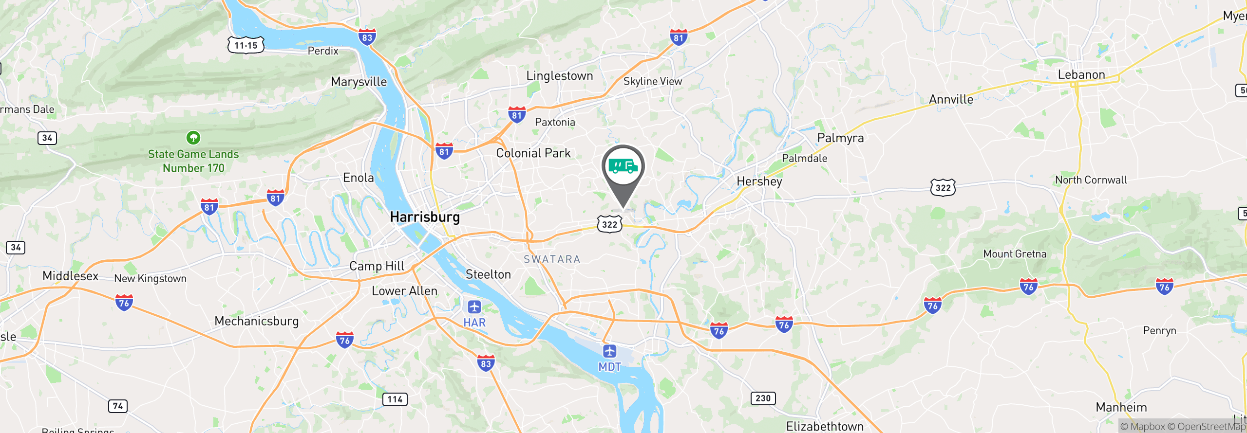 Map Image For harrisburg pa uniforms