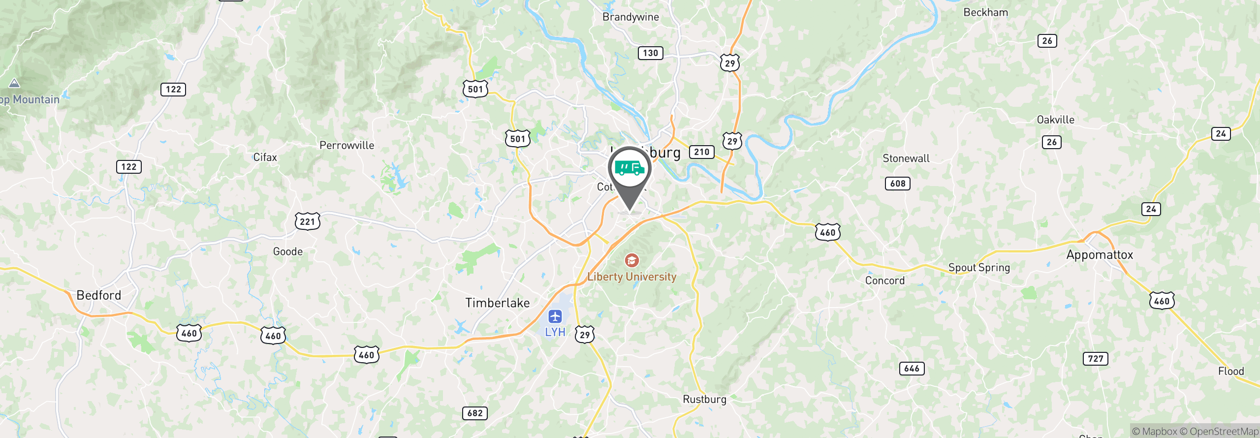 Map Image For lynchburg va facility services