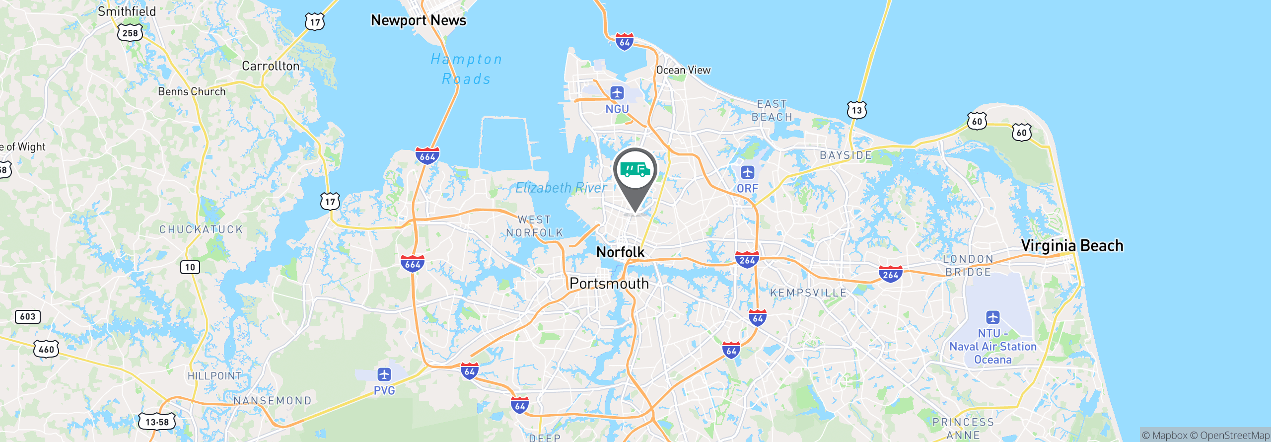 Map Image For norfolk va facility services
