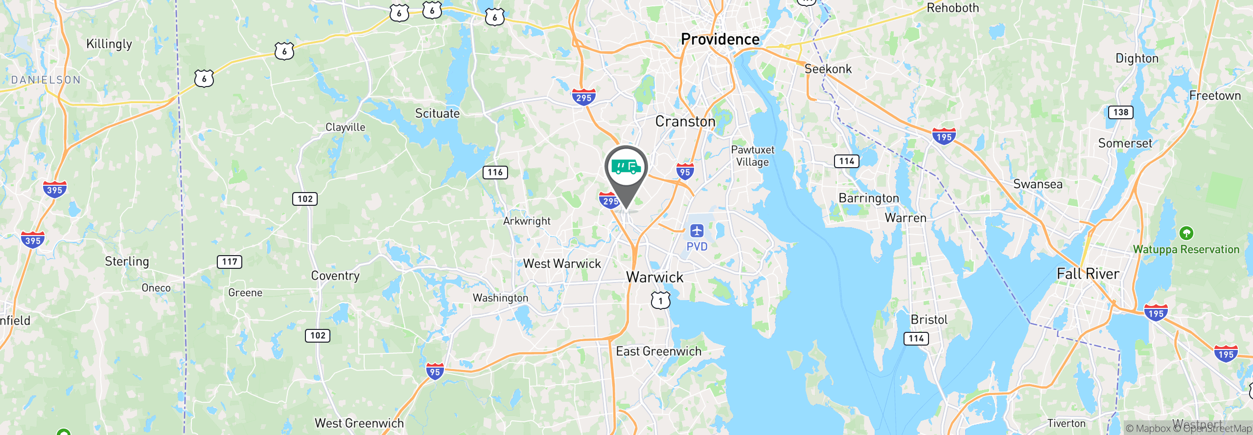 Map Image For warwick ri uniforms