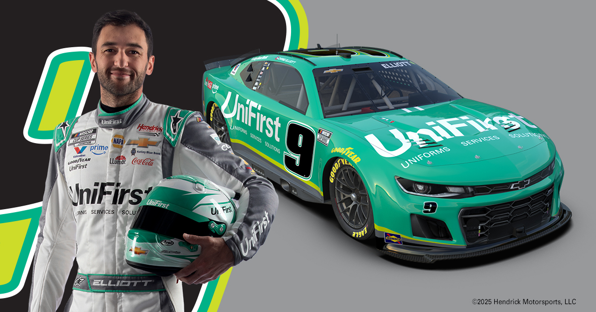 The all-new redesigned UniFirst No. 9 Chevy ready for its 2025 NASCAR season debut on March 23.