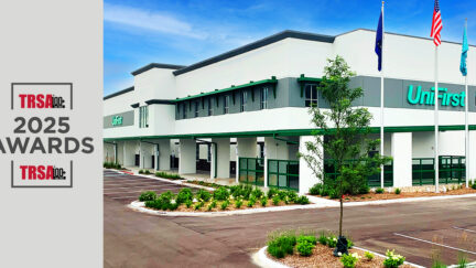 The outside of UniFirst Hammond Indiana uniform service and processing facility. The plant won an honorable mention award for Plant of the Year.