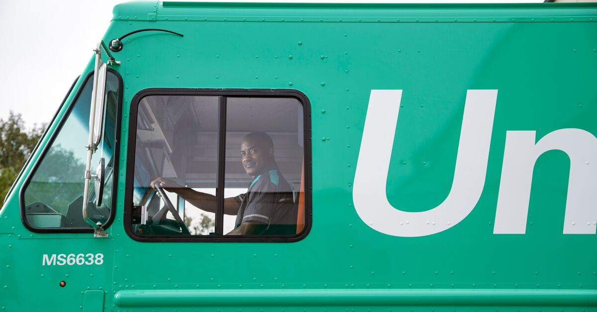 UniFirst service delivery van delivering uniforms and facility service products every week to more than 300,000 customer sites throughout North America.